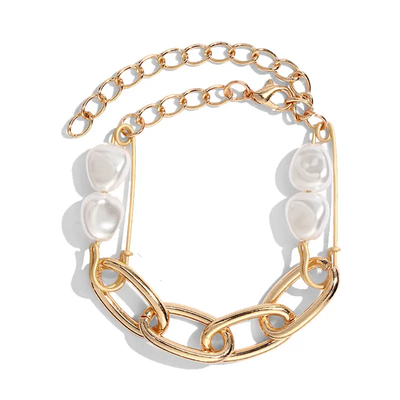 Flatfoosie Charms Multilayers Pearl Coin Chain Bracelet Bangles For Women Fashion Gold Color Portrait Bracelets Femme Jewelry - Metal Color: 1GD