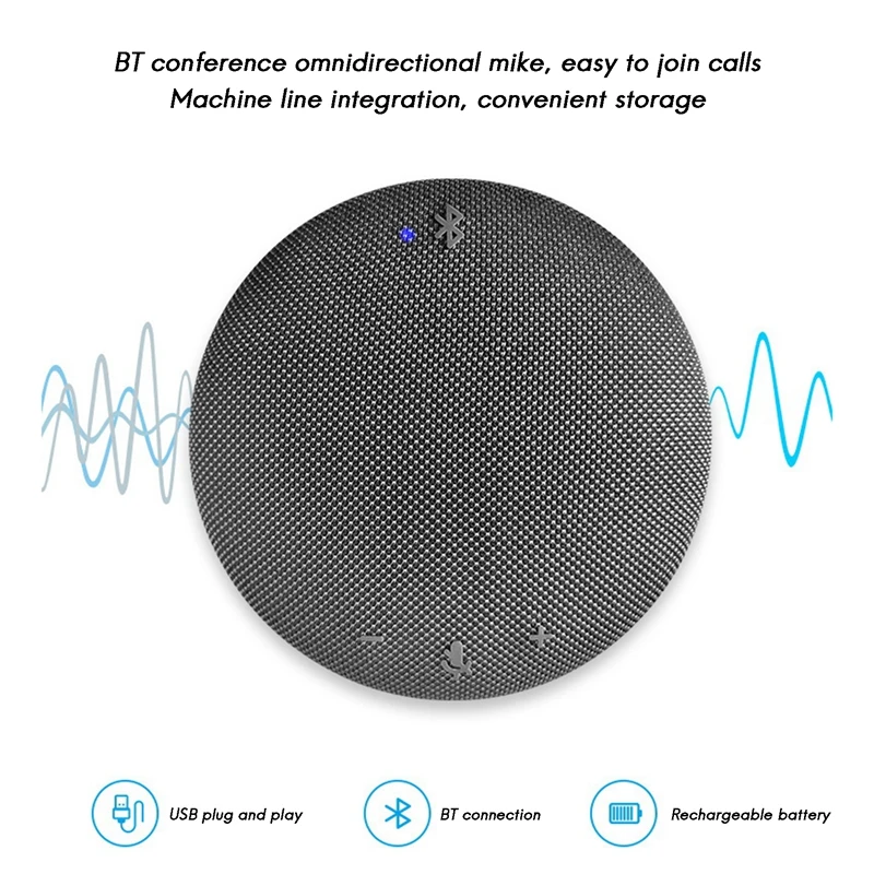 

Omnidirectional Microphone Bluetooth Speaker USB Condenser Microphone for Business Conference PC Laptop Voice Pickup Mic