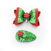 christmas candy lollipop glitter leather bow side hair clips barrettes headwear hairpins sequins hair accessoires girls kids