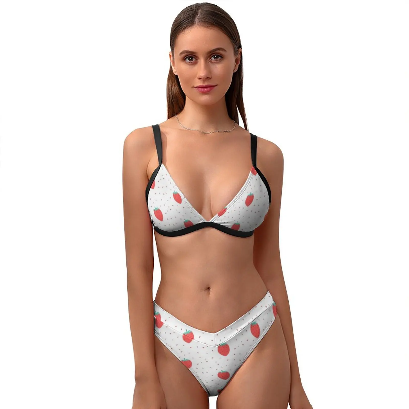 

Strawberry Bikini Swimsuit With Ties Whole Sale Normal Swimwear Pool 2 Piece For Big Breasts Bathing Suit