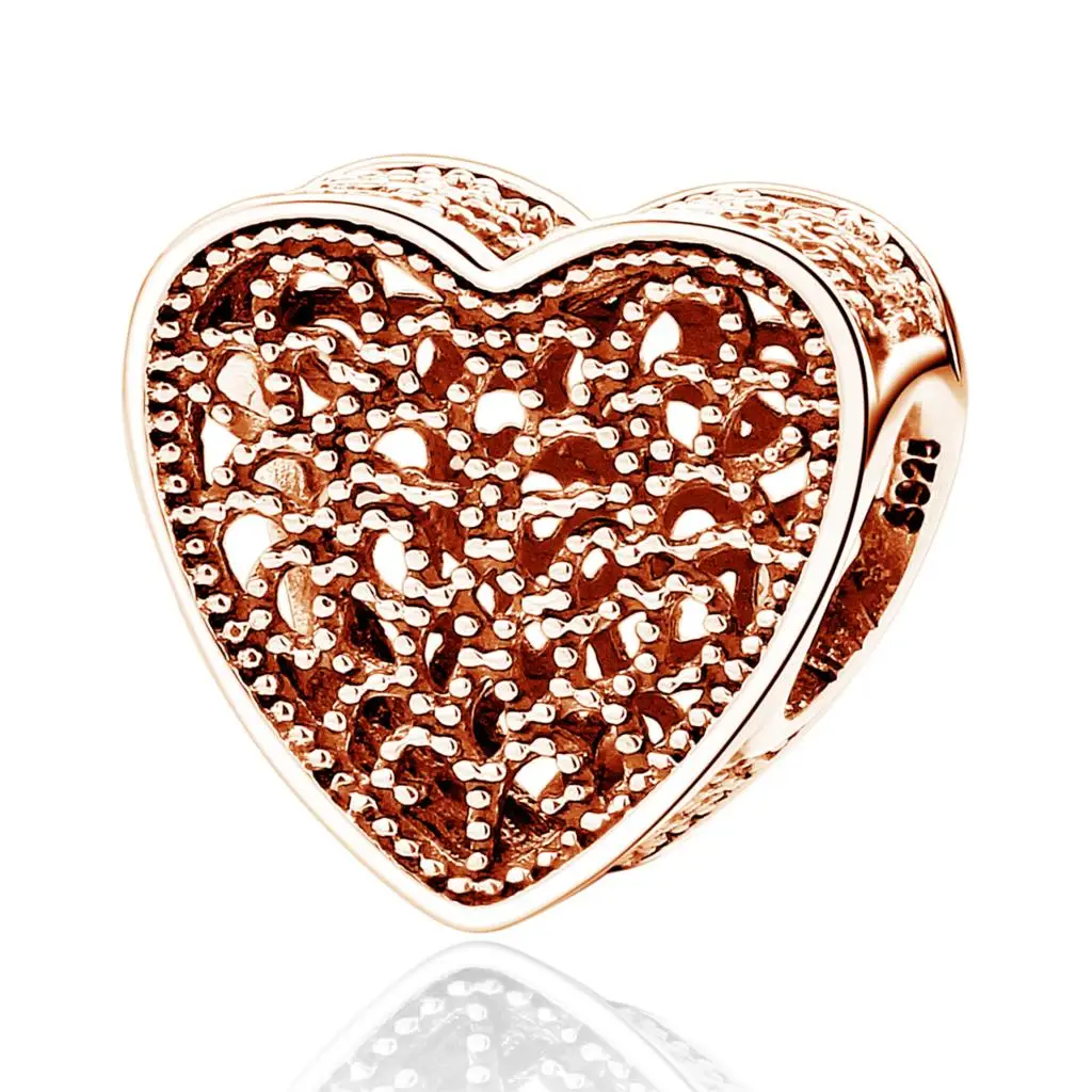 YW20673-Rose Authentic 925 Sterling Silver Beads Charm Crystal charm Rose Gold Clear CZ Fit Original Pandora Bracelet Women Diy Jewelry - Цвет: YW20673-Rose