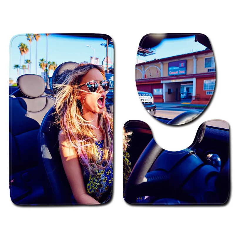 Привлекательный женский коврик для ванной комнаты с принтом набор ковров