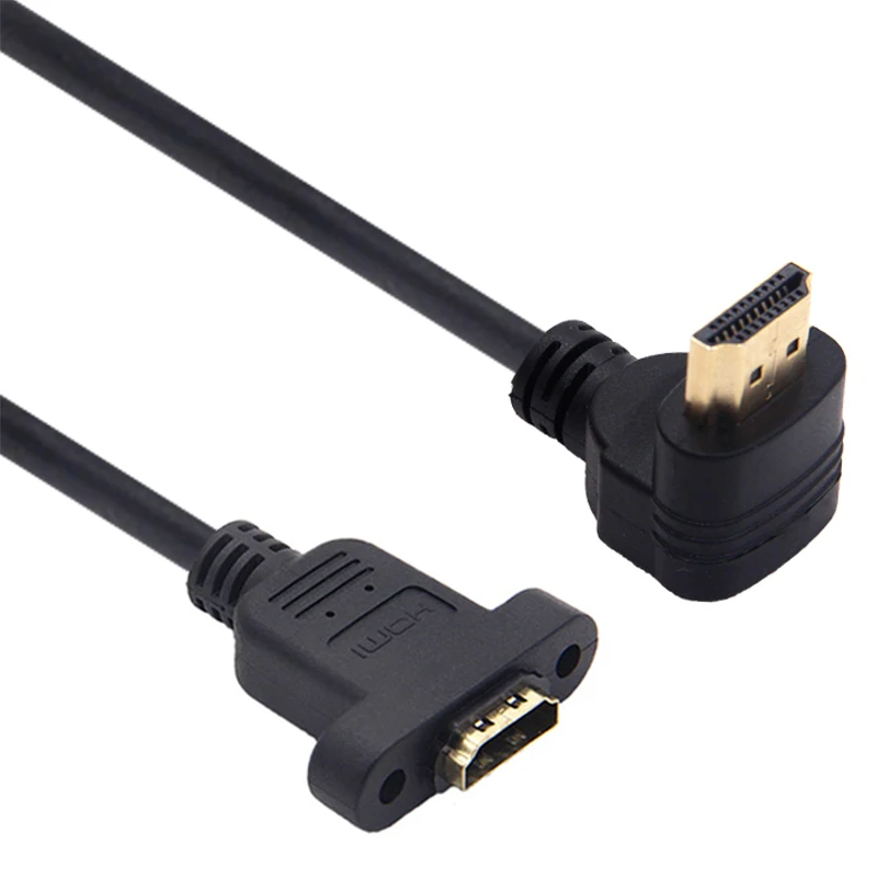 

qywo 90 Degree Angle HDMI-compatible Male to Female Extension Cable with panel mount screw For PSP HDTV