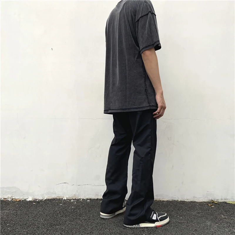 

Original Solid Color Elastic Waist Flare Pants Men and Women Loose Wide Leg Loose Casual Suit Pants Streetwear Trumpet Trousers