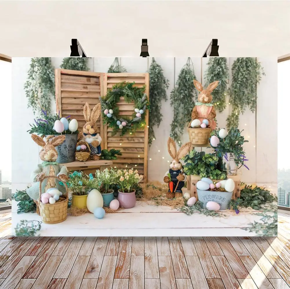 

Пасхальные фоны для фотосъемки весенние цветы кролик яйца ведро Серый Пол Вечерние фотозона фото фон для фотостудии