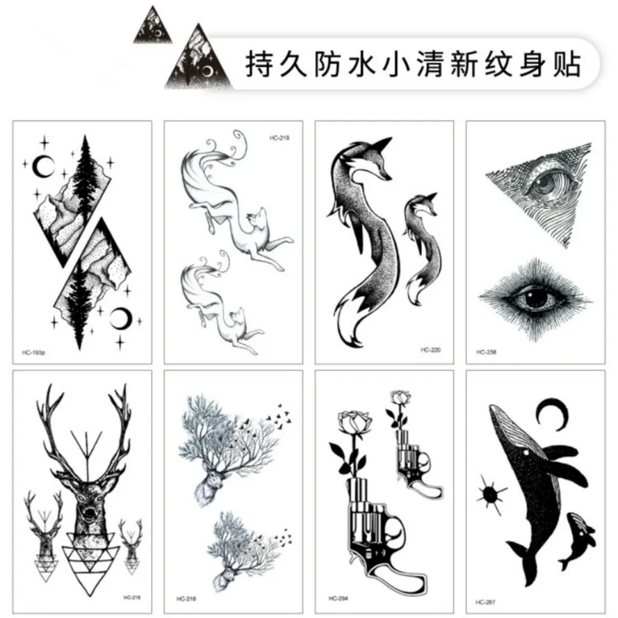 1PCS Whale Sexy Women Girl Temporary Tattoo Sticker Black Fox Roses Design Flower Arm Body Art Big Large Fake OP2 | Красота и