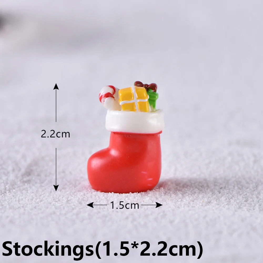 Stockings(1.5x2.2cm) 1 шт. подарок микро бонсай для пейзажа Сказочный Сад домашний Декор Фигурка снеговика Мини Санта Клаус рождественские украшения аксессуары - Цвет: Stockings(1.5x2.2cm)