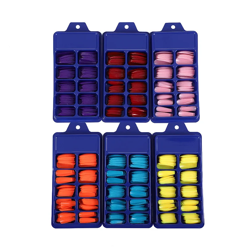 

100Pcs Long Fasle Nails Ballerina Nails Clear Coffin Fake Nails Tips ABS Full Cover Pointed Manicure Charms