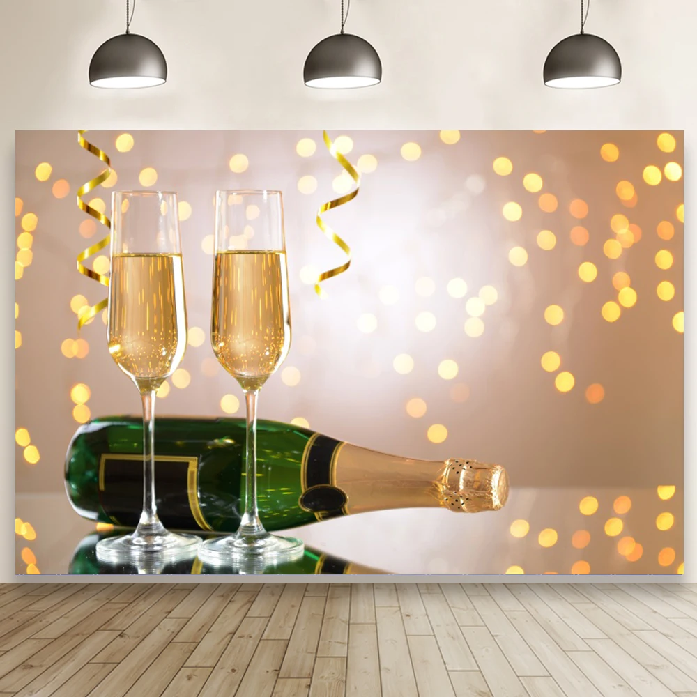 

Праздничный светлый фон с новым годом боке шампанское праздник обеденный стол баннер Декор Зимний снег фотография фоны