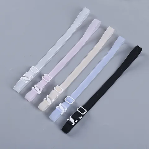1PC Women 1cm Wide Backless Clear Bra Straps Non Slip Transparent Bra Strap  Adjustable Candy Color Bra Extender Accessories