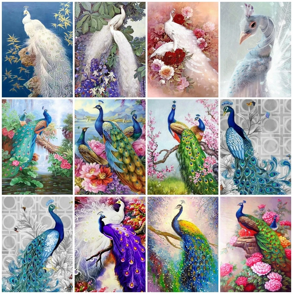 

AZQSD 5D алмазная Картина Павлин мозаика полностью квадратная/круглая дрель Алмазная вышивка животные Стразы картинки домашний декор