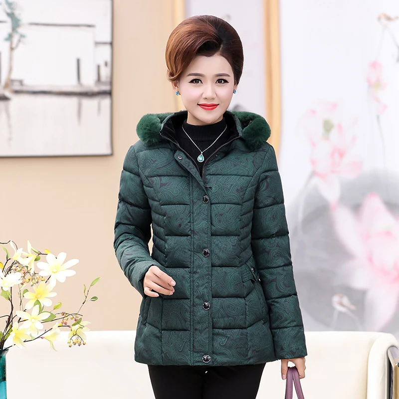 Jackets winter womens mother winter coat cotton solid color slim clothes down cotton padded middle-aged women winter coat