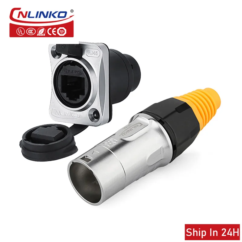

Cnlinko YT RJ45 signal waterproof connector panel mount socket automotive satellite aviation industry signal connector