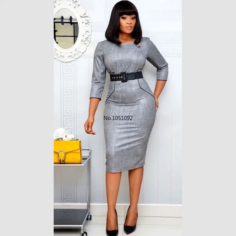 Африканская одежда 2020 элегантное красное платье женское офисное размера плюс 2XL