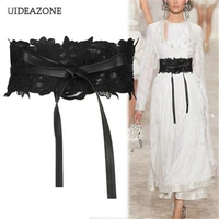 uideazone vintage women waistband elegant gothic stretch ladies wide waist belt bandage elastic cinch lace patchwork