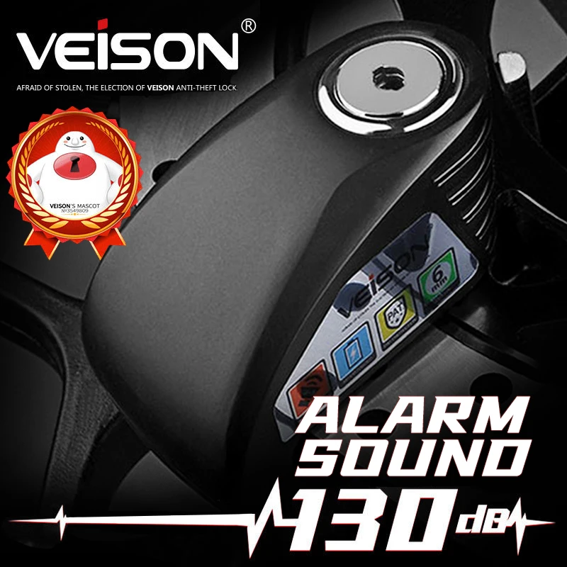 

Сигнализация VEISON 130 дБ для мотоцикла, велосипеда, Противоугонный замок, аксессуары для мотоцикла, велосипеда, замок с диском, четыре замка, с...