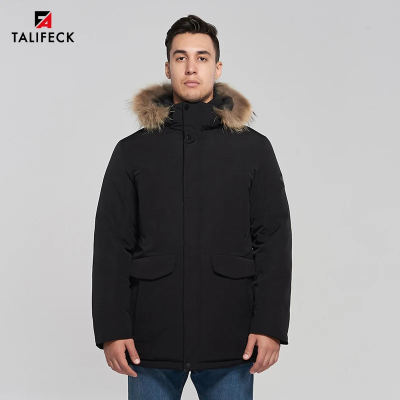 2020 Мужская Зимняя Парка Аляска Теплая Куртка С Капюшоном Натуральный Мех Енота Синтепон Хлопковое Пальто
