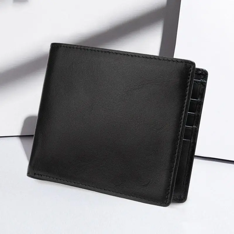

Classic Genuine Leather Wallet Men's Genuine Leather Wallets Man Small card holder Wallets Balck Short Purse for Male