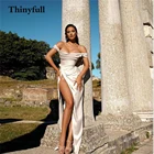 Длинное свадебное платье-Русалка Thinyfull, мягкое, с открытыми плечами, без бретелек, без рукавов, с Боковым Разрезом