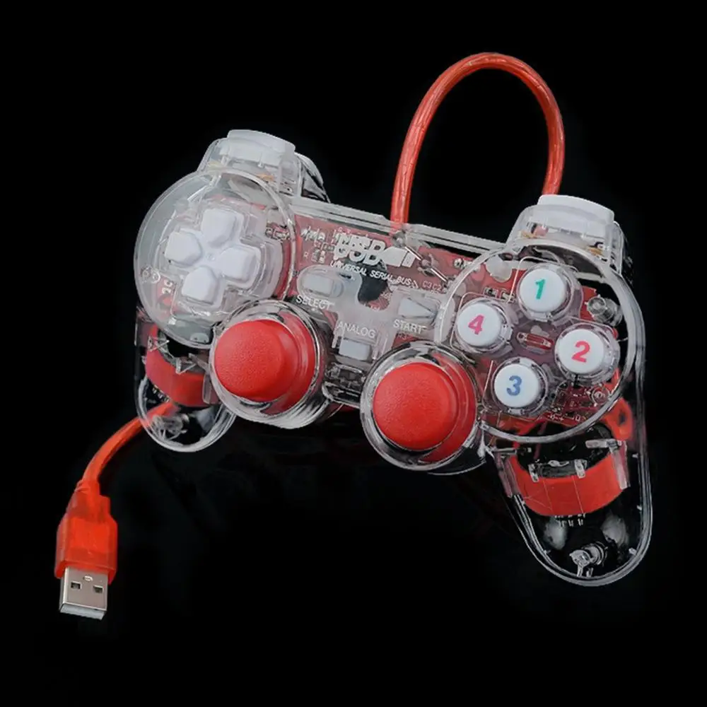 USB прозрачный джойстик вибрирующий Ретро игровой контроллер для