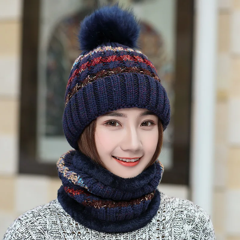 NavyBlue Шапочки Женские шапки зимние шапочки для женщин шапки теплые шапочки с нагрудником зимняя шапка женские шапки бини шапки зимние нагрудники - Цвет: NavyBlue