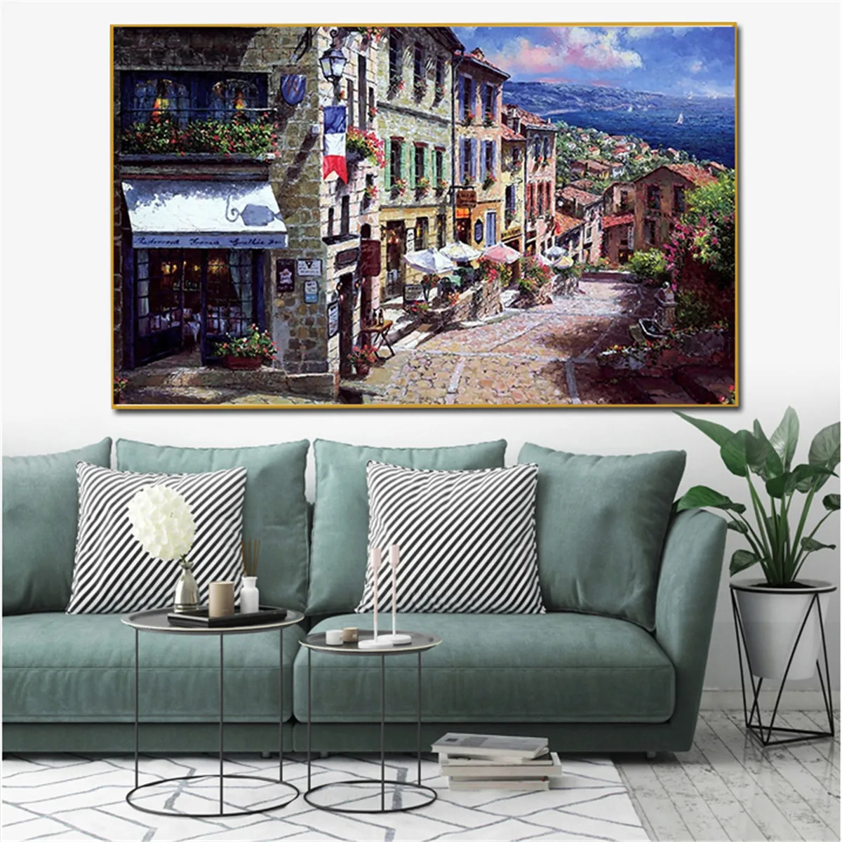 Modern Coffee Wall Art Canvas Painting for Home Decoration Wave Seaside Buliding Poster Prints Cuadros Decoracion Salon | Дом и сад