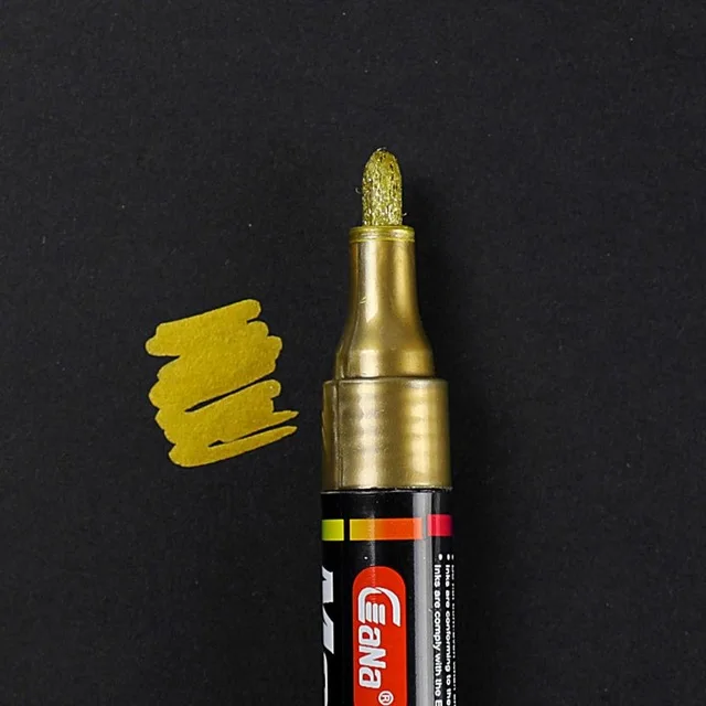 Gold 1Pcs Water-based Paint Metal Marker Pens Sharpie 3.0mm Gold Silver Ceramic Rock Glass Porcelain Mug Wood Fabric Canvas Painting - Цвет: Gold
