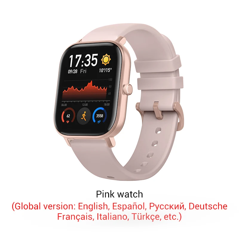 Pink color Xiaomi Amazfit GTS Smartwatch 341PPI AMOLED дисплей 5 атм водонепроницаемый 14 дней батарея gps управление музыкой - Цвет: Pink color