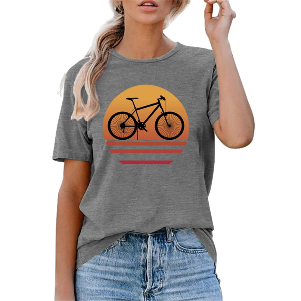 Велосипедные блузки с оранжевым принтом солнца женские модные большого размера