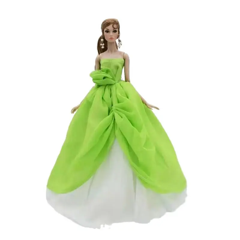 

Fashion Green White Off Shoulder Dress For Barbie Doll Clothes Princess Wedding Party Gown 1/6 BJD Dolls Accessories Toys Gifts