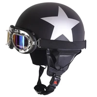 retro vintage motorcycle helmet safety half helmet with sun visor uv goggles