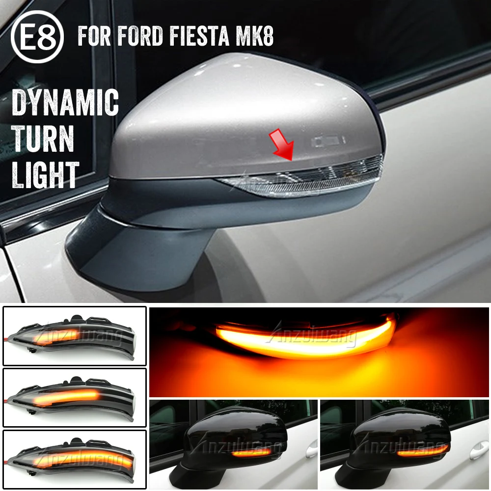 

Динамический поворотный сигнал, Светодиодный Боковой зеркальный индикатор, мигающий сигнал, последовательная лампа для Ford Fiesta MK8 2019 2020