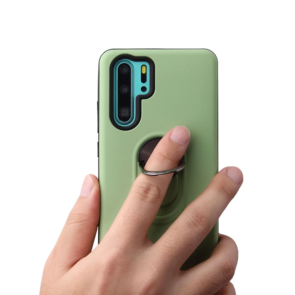 Heavy Duty Car Magnet Armor Case For Huawei P30 pro Lite Rubber Cover 360 Rotating Stand |
