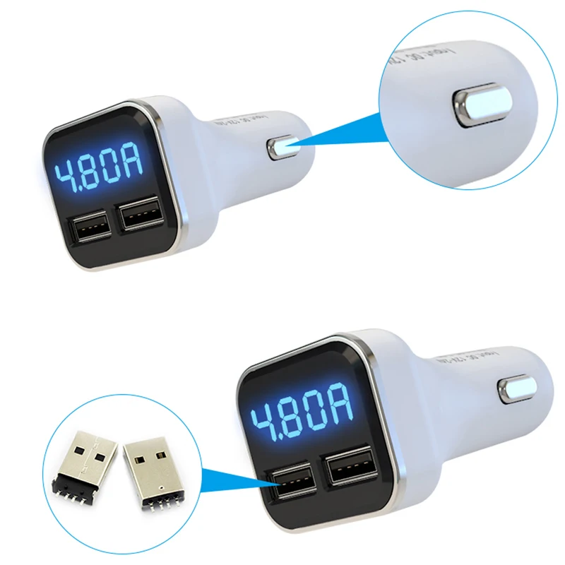 

Dual USB Car Charger 4.8A Adapter LED Display Fast Charging for iphone F7QB
