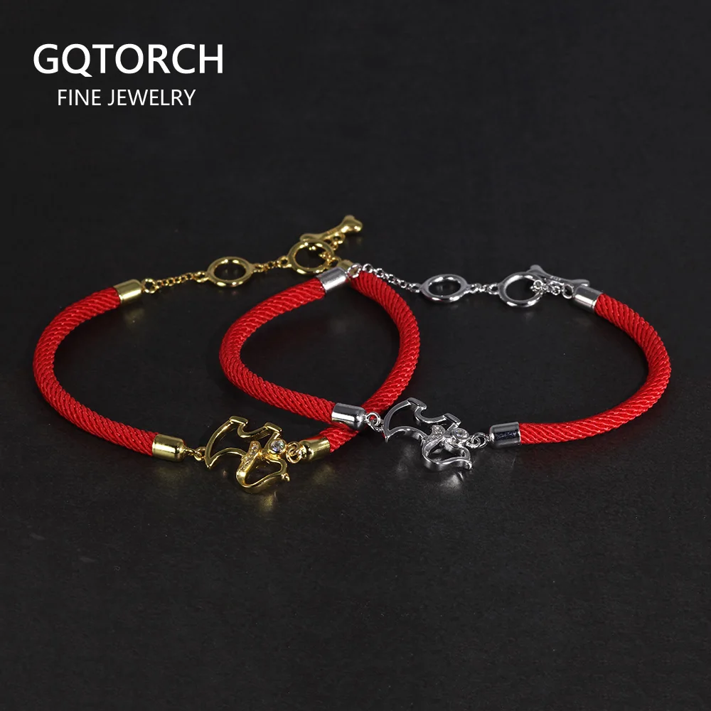 Браслеты из красной веревки с милой собачкой стерлингового серебра 925 пробы для