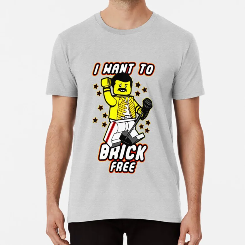Футболка с надписью I Want To Brick Free в стиле панк рок металлическая головка толстовка