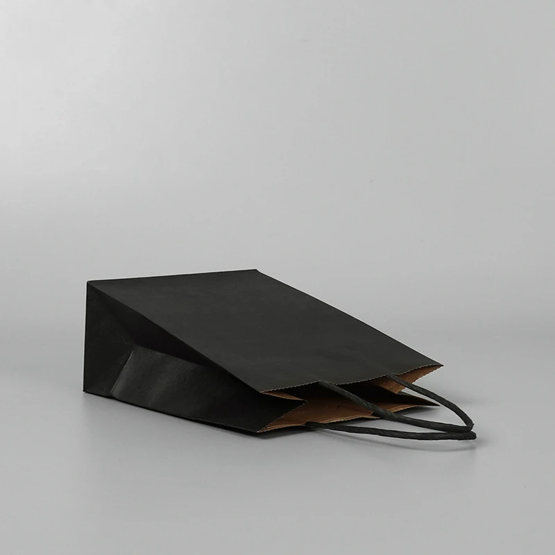 10 шт./лот высококачественный пакет из крафт бумаги с ручками элегантные черные