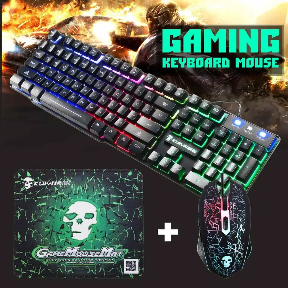 

Игровой набор для мыши T6 с радужной подсветкой, Usb эргономичная игровая клавиатура для мыши, наборы для ПК, ноутбука Teclado Gamer