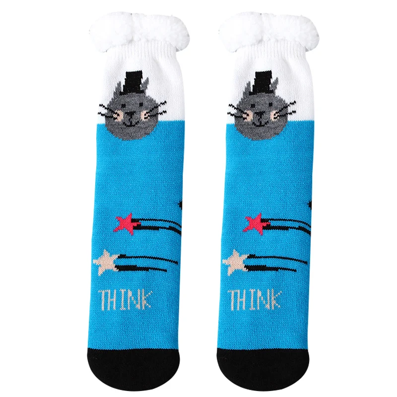 Популярные зимние длинные утепленные флисовые Носки Женские мягкие теплые