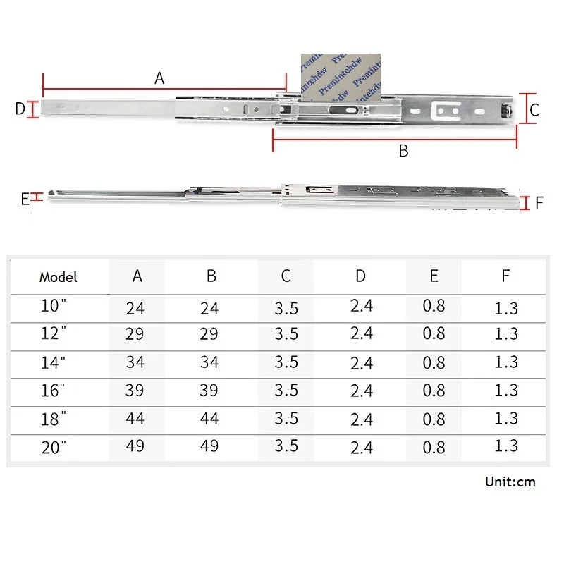 1 пара/лот H35 мм Телескопический шарикоподшипник для выдвижного ящика полная
