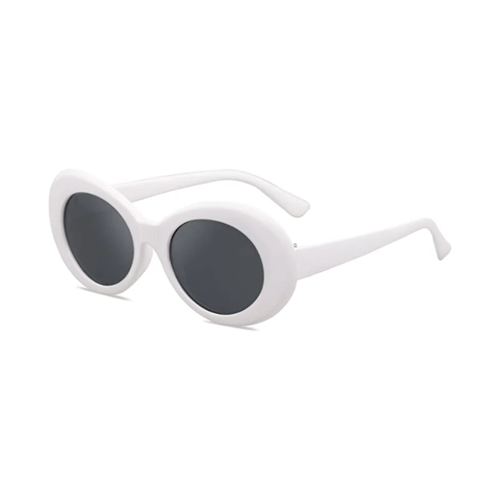 New Design Fashion Retro Clout Goggles Women Glasses Oval Bold Mod Thick Framed Sunglasses White For Outdoor
