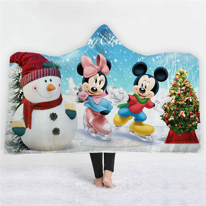 Одеяло для детей с Микки-Маусом капюшоном изображением мыши Фланелевое одеяло из