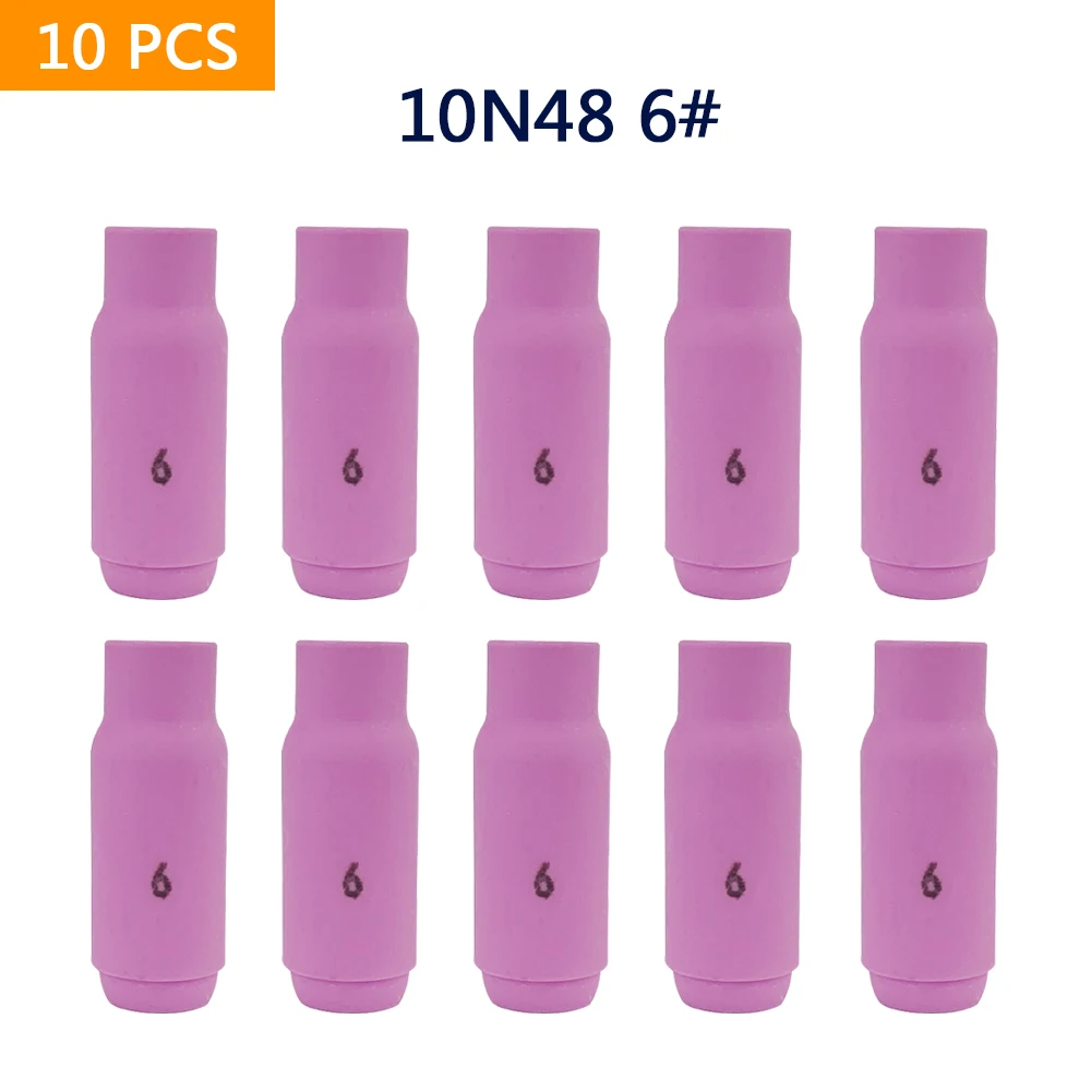 

10 шт. 10N48 #6 TIG сварочный аппарат WP 17 WP-18 WP26, расходные материалы для фонарь, алюминиевая насадка, керамический экран 3/8 дюйма 10 мм