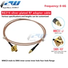 MMCX головка в кабель SMA RG316, посеребренный провод, стандартная прямая Мужская головка в квадратную пластину с четырьмя отверстиями