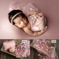 2021 newborn photography props flower pearl mesh wrap background baby lace cloth pillow for photo shoot studio props accessories