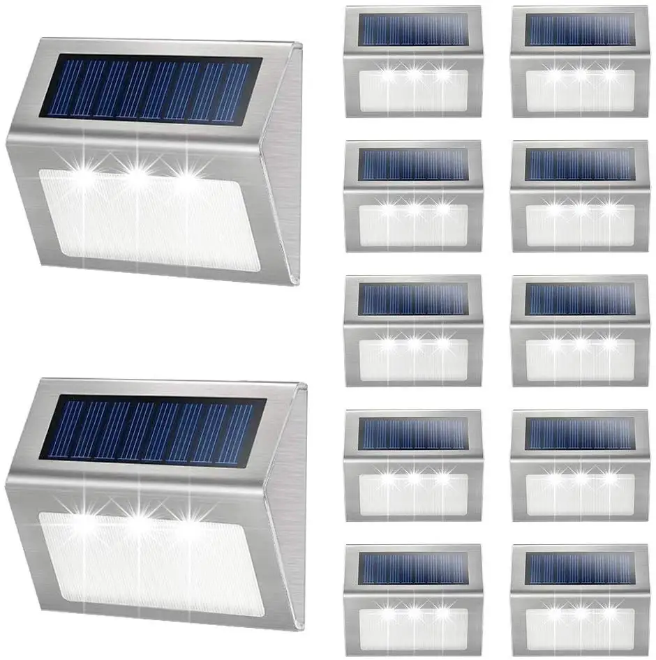 4 шт. нержавеющая сталь 3LED солнечный настенный светильник Открытый