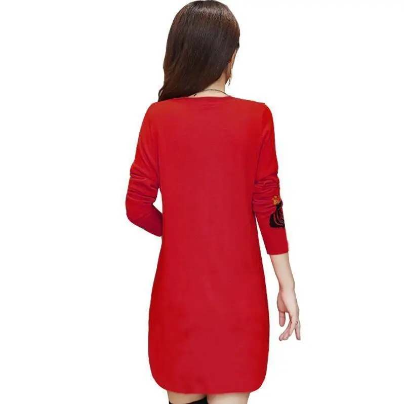 

Autumn Winter New Large Size Printed Mid-Length Loose Dress for Women Dresses for Women Vestido De Mujer