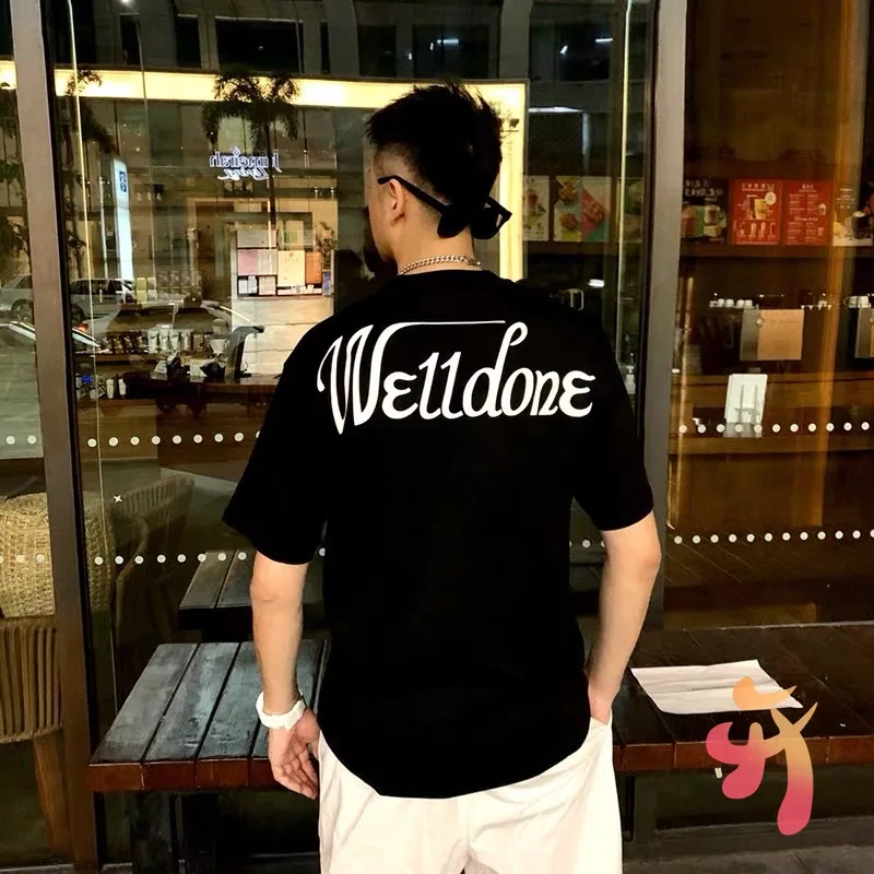 

New Summer We11done T-shirts Men Wome High Quality Digital Dyeing Letter Loose Tops We11done Fashion Casual T Shirt