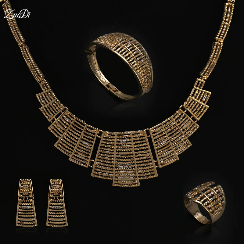 

ZuoDi Dubai Gold-color Jewelry set Brand Fashion African Beads Costume women Acessories Jewelry Set statement jewelry set