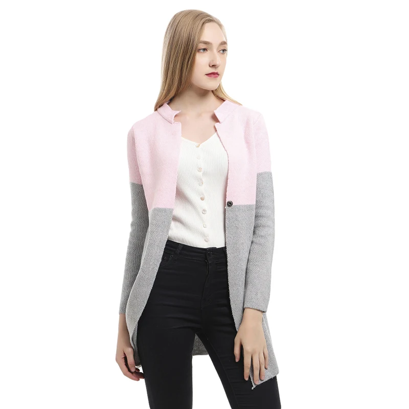 Осень-зима тонкий вязаный свитер с длинным рукавом Модный повседневный длинный